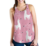 Llama Alpaca pink background Women Racerback Tank Top