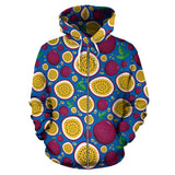 Passion Fruit Blue Background Zip Up Hoodie