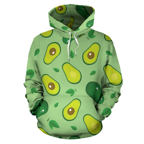 Avocado Pattern Green Background Men Women Pullover Hoodie