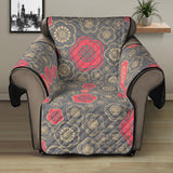 Red gold Sakura cherry blossom gray background Recliner Cover Protector