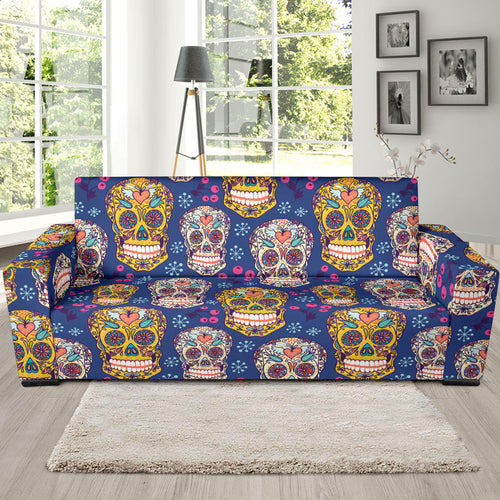 Sugar Skull Flower Pattern Sofa Slipcover