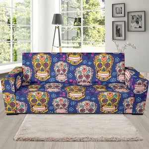 Sugar Skull Flower Pattern Sofa Slipcover