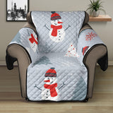 Snowman christmas  tree snow gray background Recliner Cover Protector