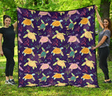 Colorful Sea Turtle Pattern Premium Quilt