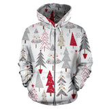 Cute Christmas Tree Pattern Zip Up Hoodie