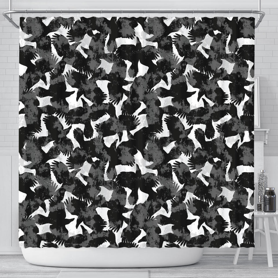 Crow Illustration Pattern Shower Curtain Fulfilled In US