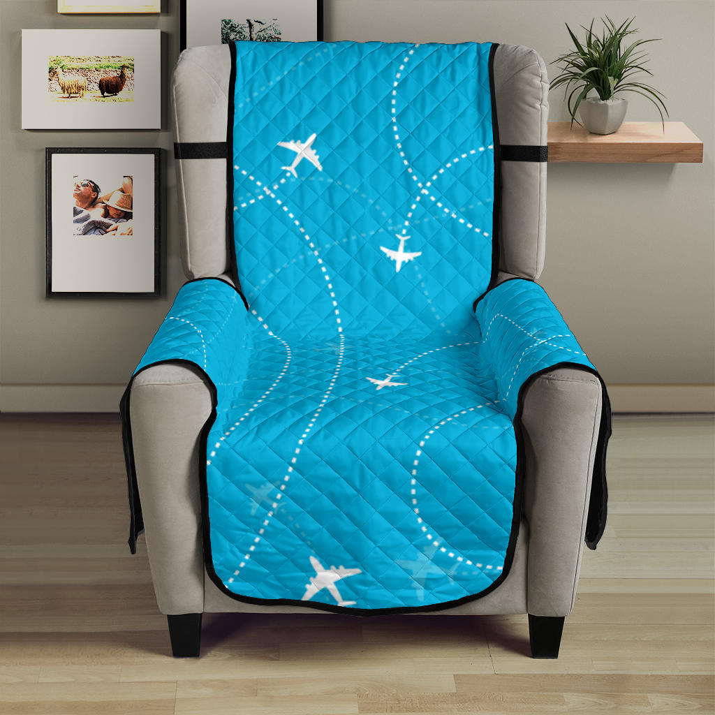 Airplane destinations blue background Chair Cover Protector
