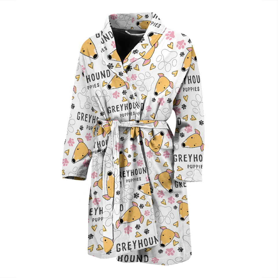 Greyhound Pattern Print Design 03 Men's Bathrobe