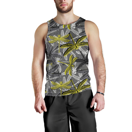 Hand drawn dragonfly pattern Men Tank Top
