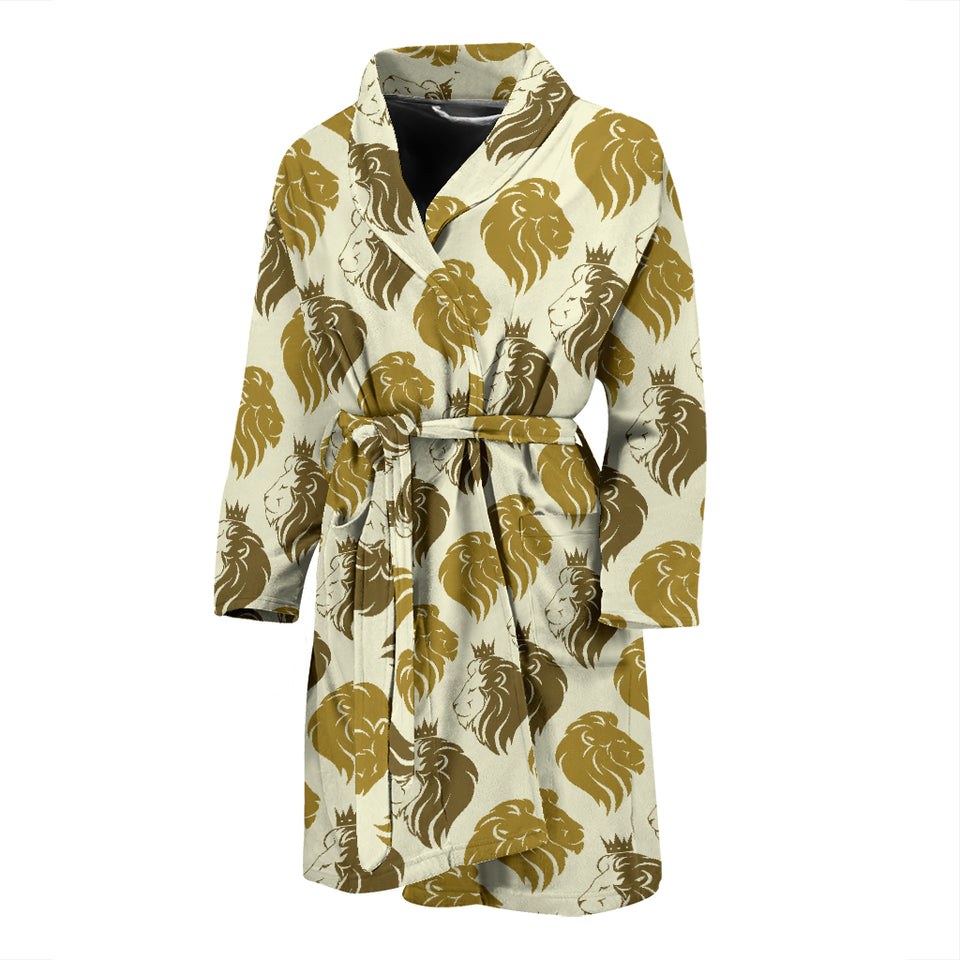 Lion Pattern Print Design 02 Men's Bathrobe