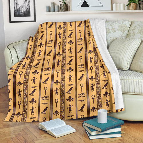 Egypt Hieroglyphics Pattern Print Design 02 Premium Blanket