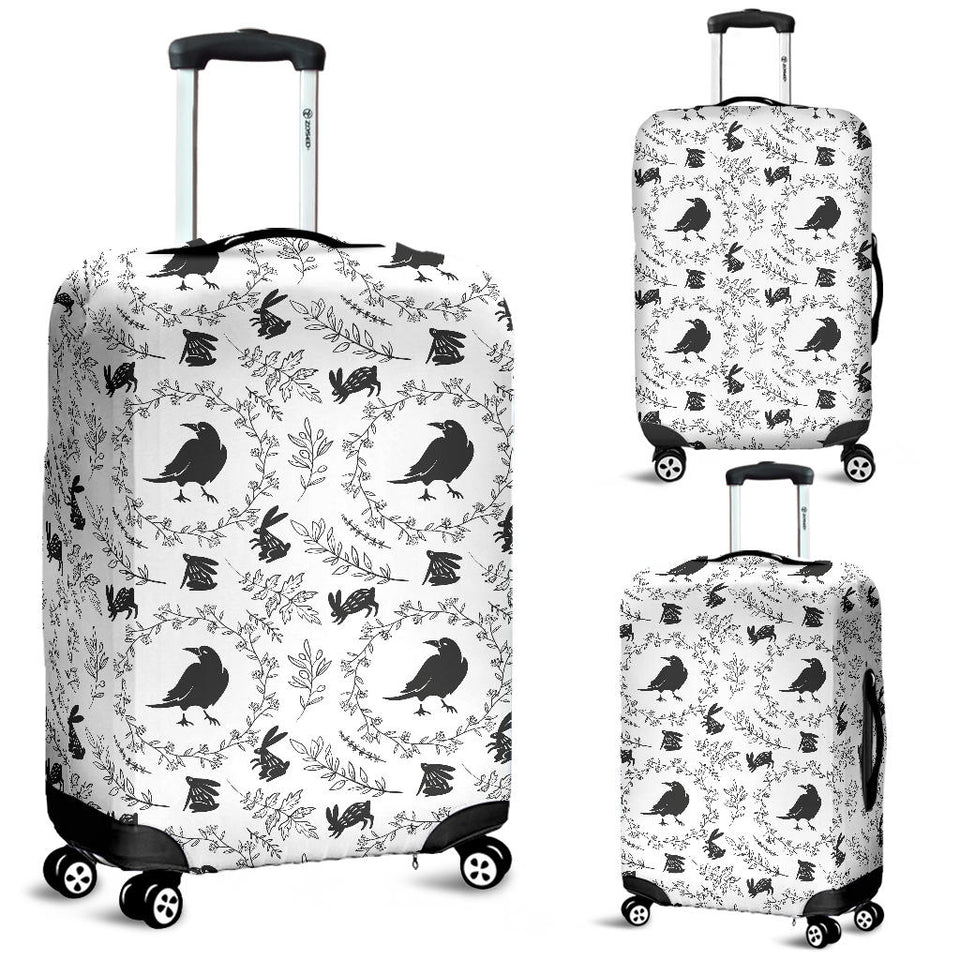 Crows Floral Wreath Rabbit Pattern Luggage Covers