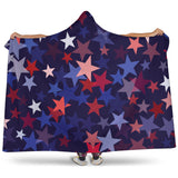 Red Blue Star Pattern Hooded Blanket