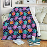 Pineapples Pattern Zigzag Background Premium Blanket
