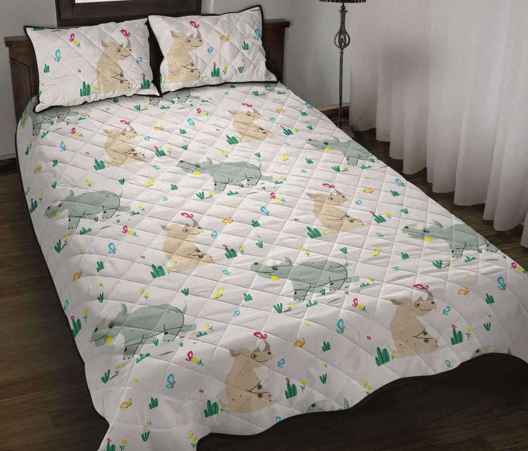 Cute Rhino pattern Quilt Bed Set