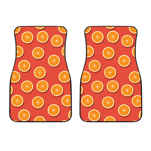 Oranges Pattern Red Background Front Car Mats