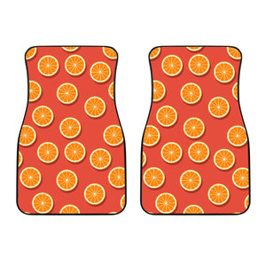 Oranges Pattern Red Background Front Car Mats