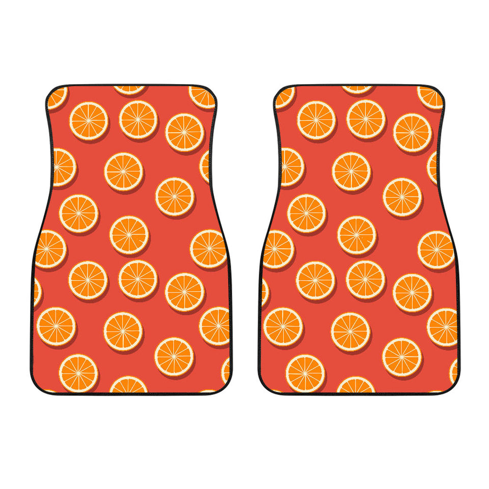Oranges Pattern Red Background Front Car Mats