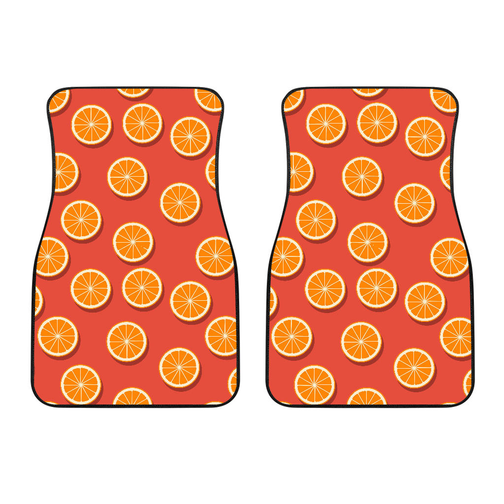Oranges Pattern Red Background Front Car Mats