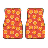 Oranges Pattern Red Background Front Car Mats