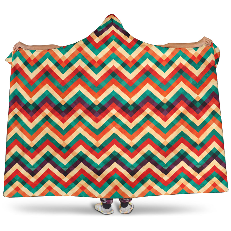 Zigzag  Chevron Colorful Pattern Hooded Blanket