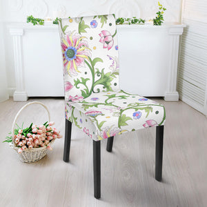 Beautiful Pink Lotus Waterlily Leaves Pattern Dining Chair Slipcover