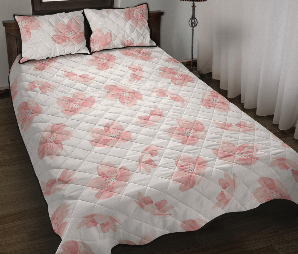 Pink sakura cherry blossom pattern Quilt Bed Set