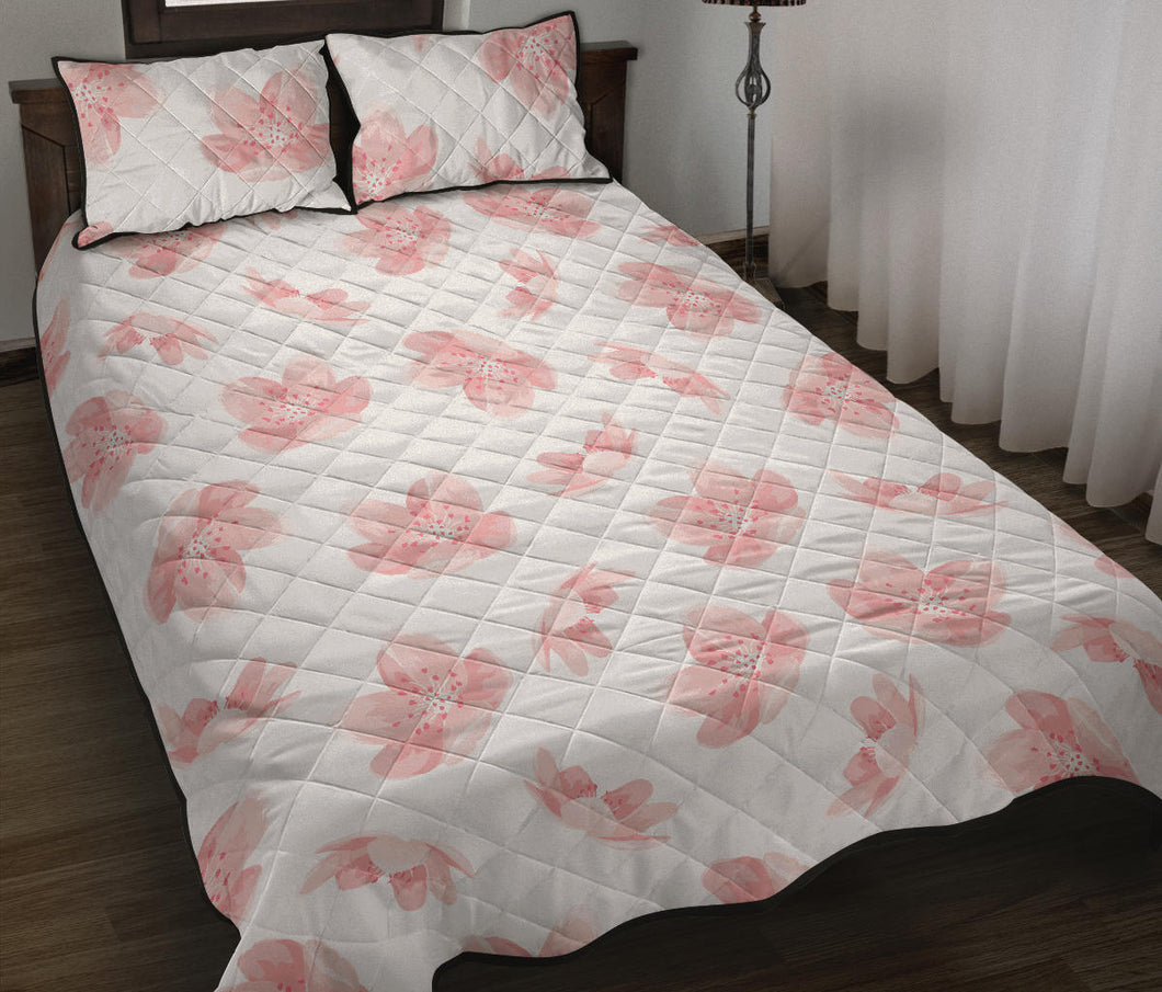 Pink sakura cherry blossom pattern Quilt Bed Set