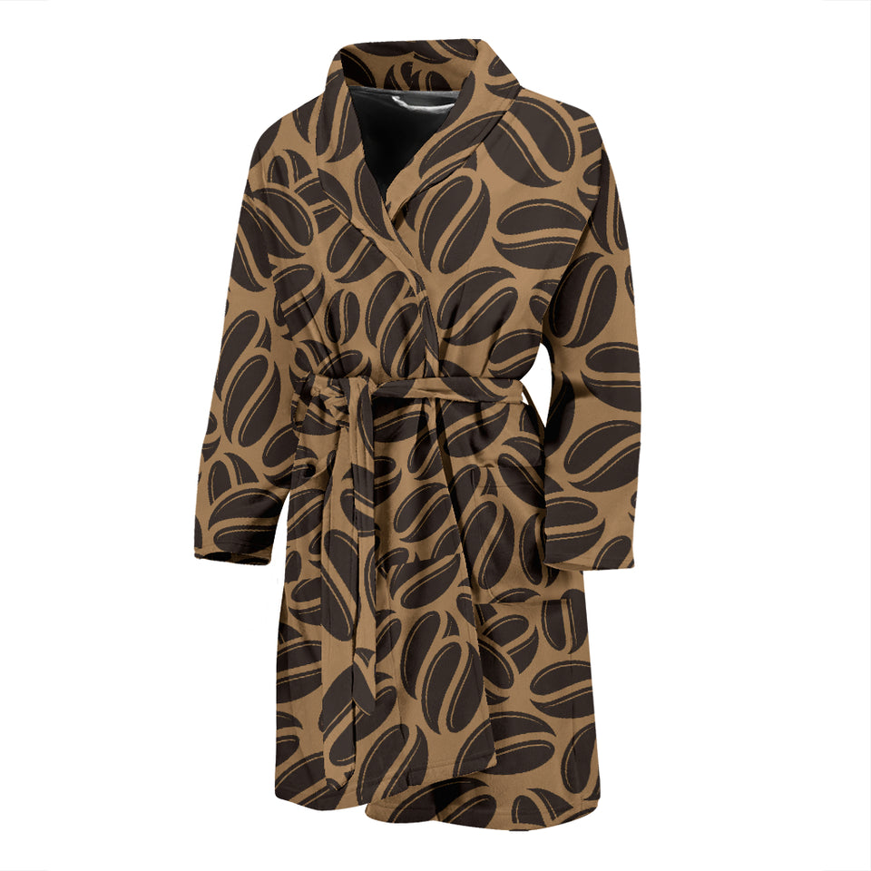 Coffee Bean On Brown Background Men'S Bathrobe