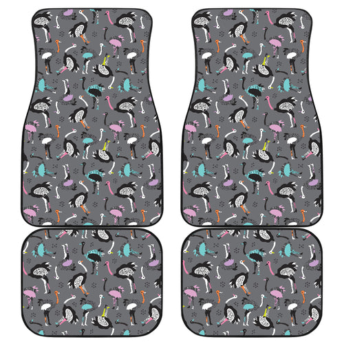 Ostrich Pattern Print Design 01 Front and Back Car Mats