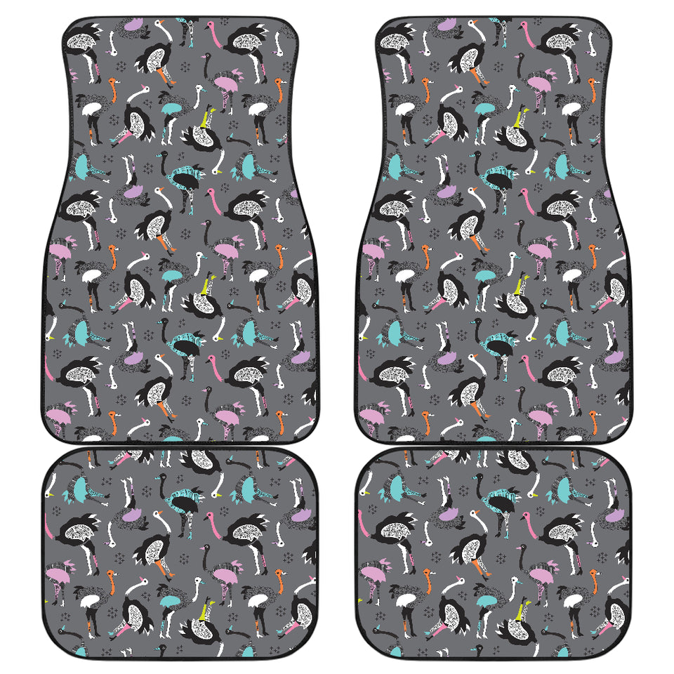 Ostrich Pattern Print Design 01 Front and Back Car Mats