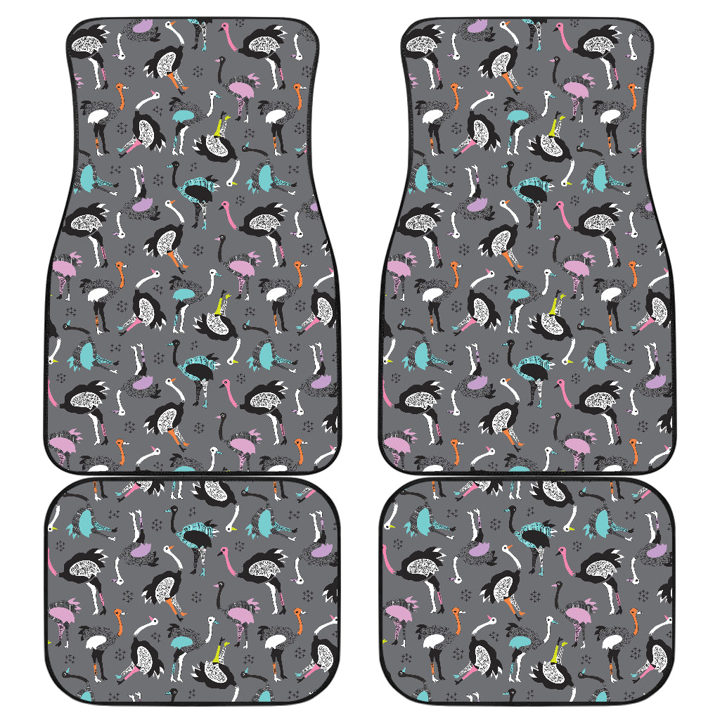 Ostrich Pattern Print Design 01 Front and Back Car Mats