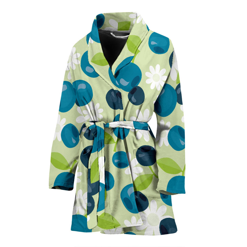 Blueberry Flower Pattern Women'S Bathrobe