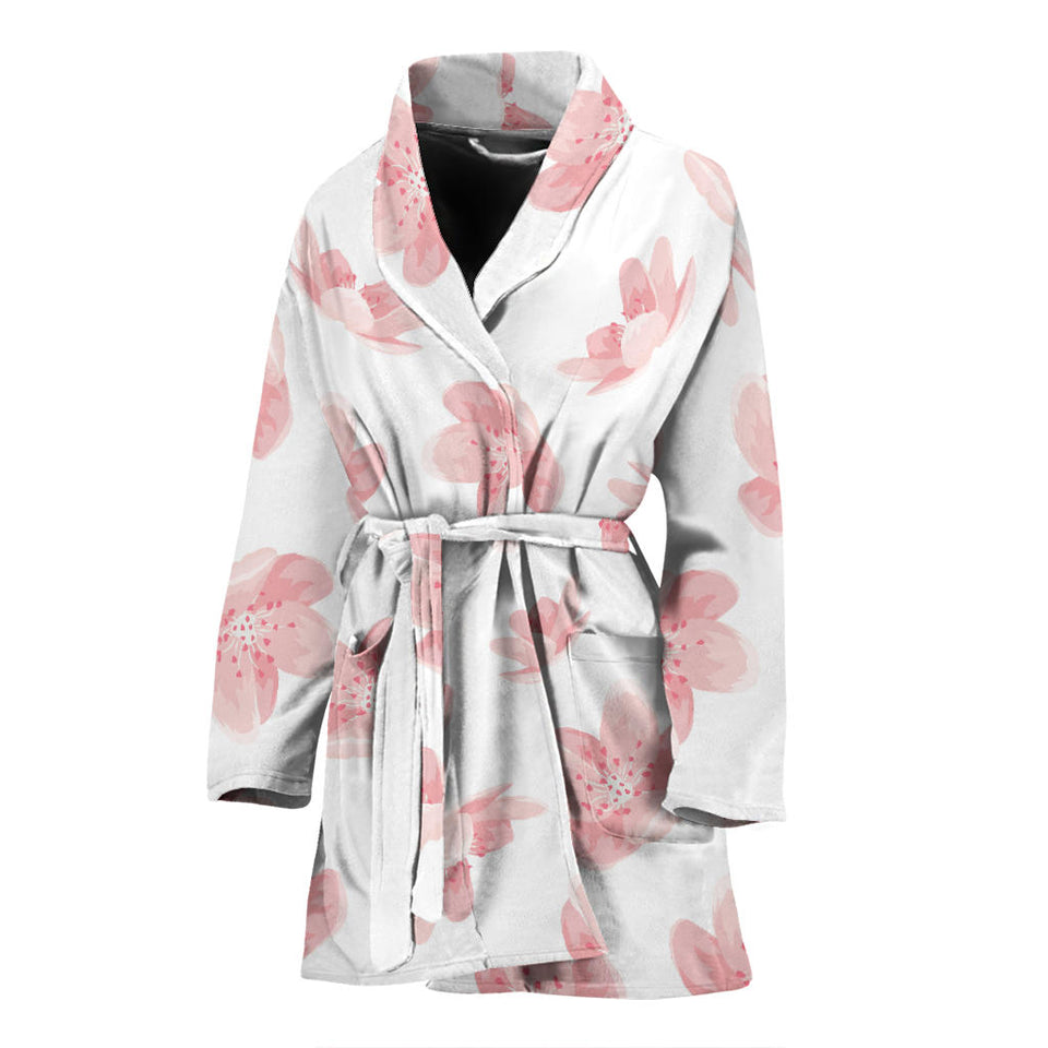 Pink Sakura Cherry Blossom Pattern Women'S Bathrobe