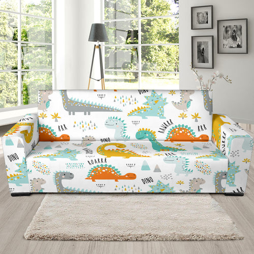 Cute Funny Kids Dinosaurs Pattern Sofa Slipcover