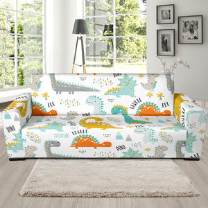 Cute Funny Kids Dinosaurs Pattern Sofa Slipcover