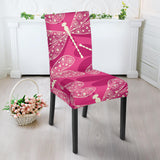 Beautiful Dragonfly Pink Background Dining Chair Slipcover