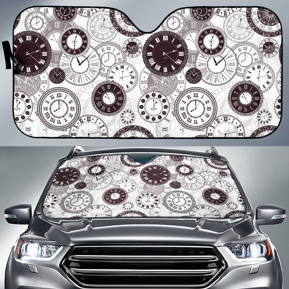Classic Vintage Clock Pattern Car Sun Shade