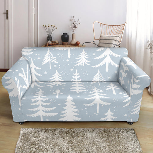 Christmas Tree Winter Forest Pattern Loveseat Couch Slipcover