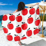 Red Apples White Background Sarong