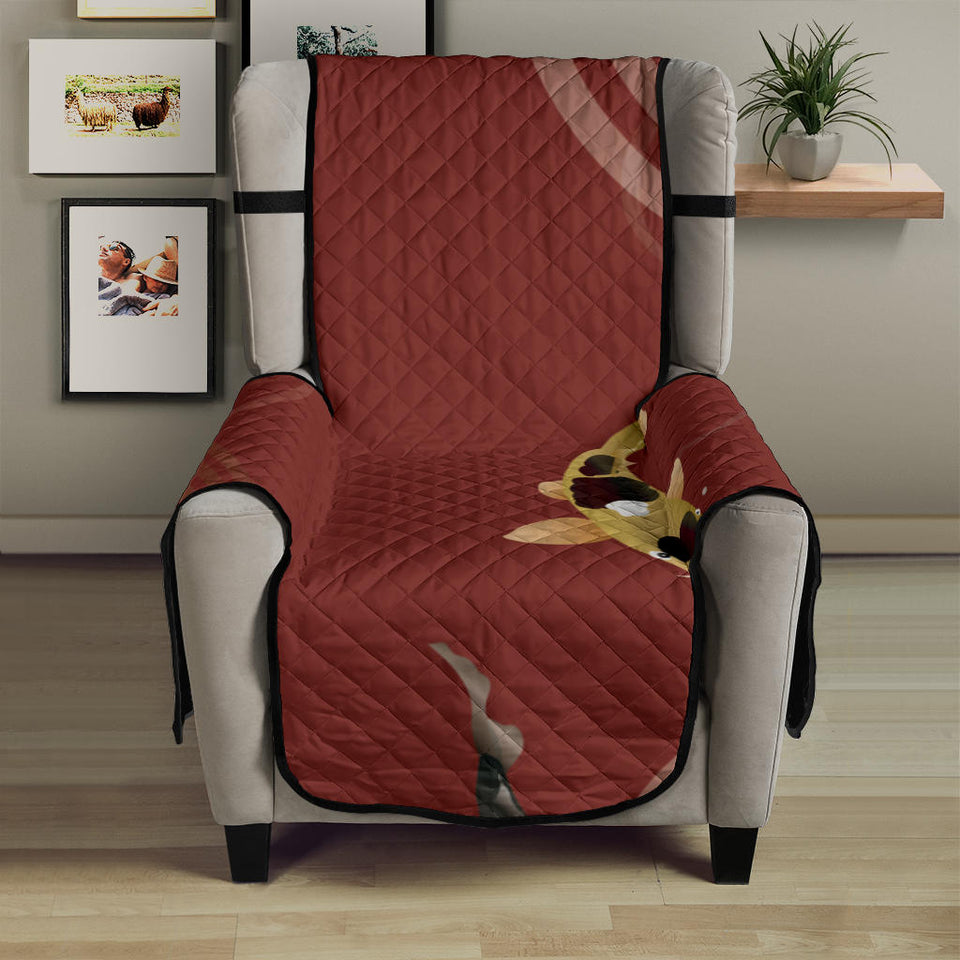 Koi Fish Carp Fish red background Chair Cover Protector