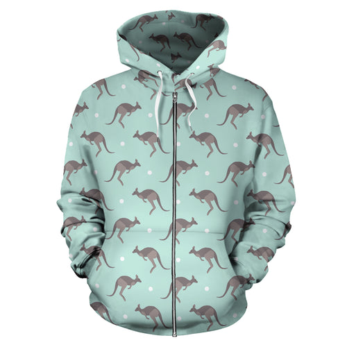 Kangaroo Pattern Background Zip Up Hoodie