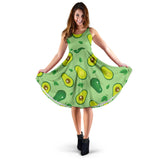 Avocado Pattern Green Background Sleeveless Midi Dress