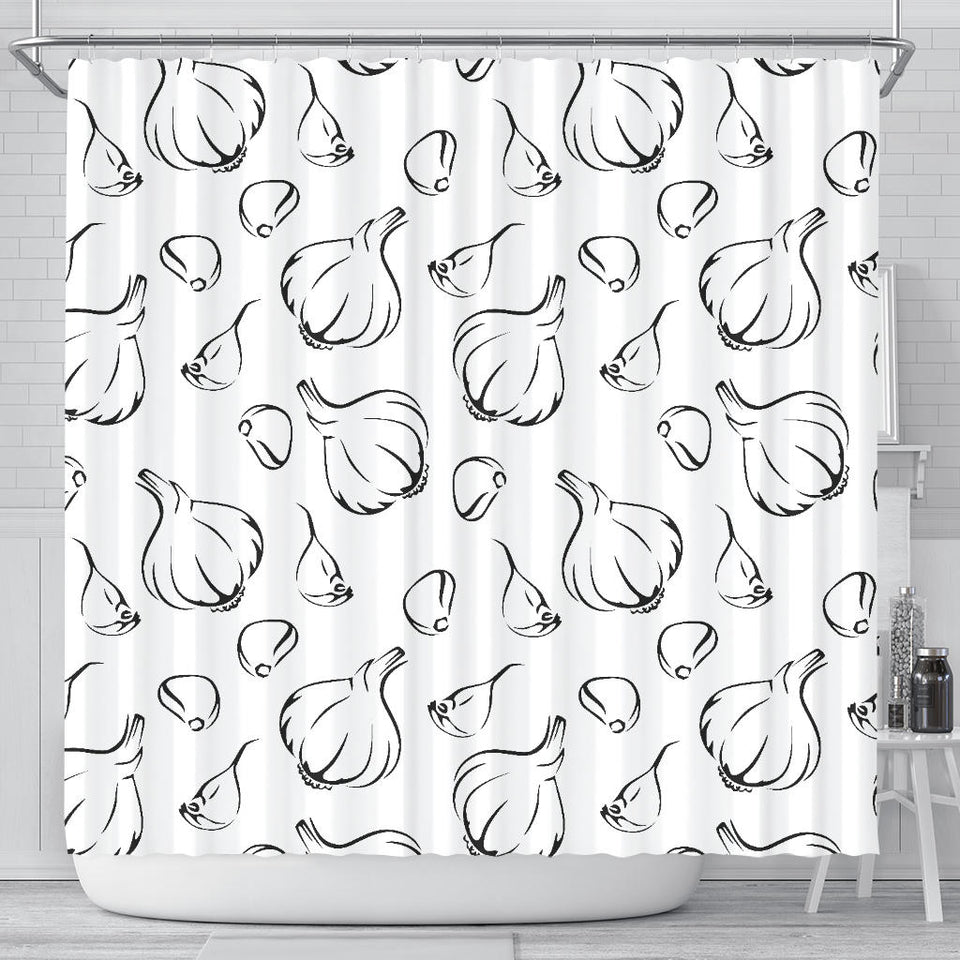 Garlic Pattern Black White Shower Curtain Fulfilled In US