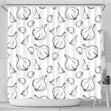 Garlic Pattern Black White Shower Curtain Fulfilled In US