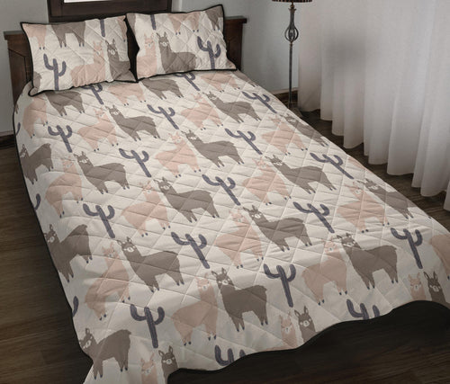 Llama Alpaca pattern Quilt Bed Set