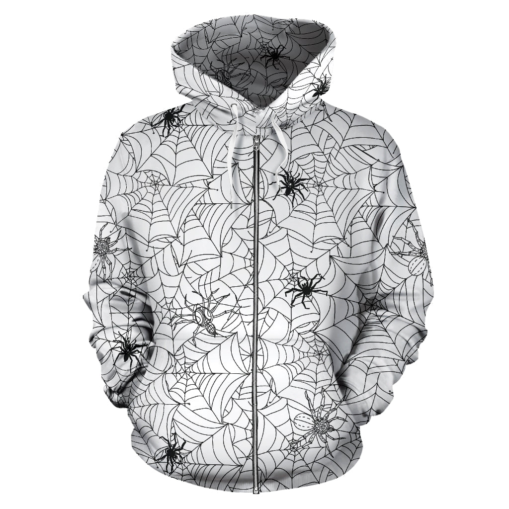 Spider Web Cobweb Pattern Zip Up Hoodie