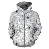 Spider Web Cobweb Pattern Zip Up Hoodie