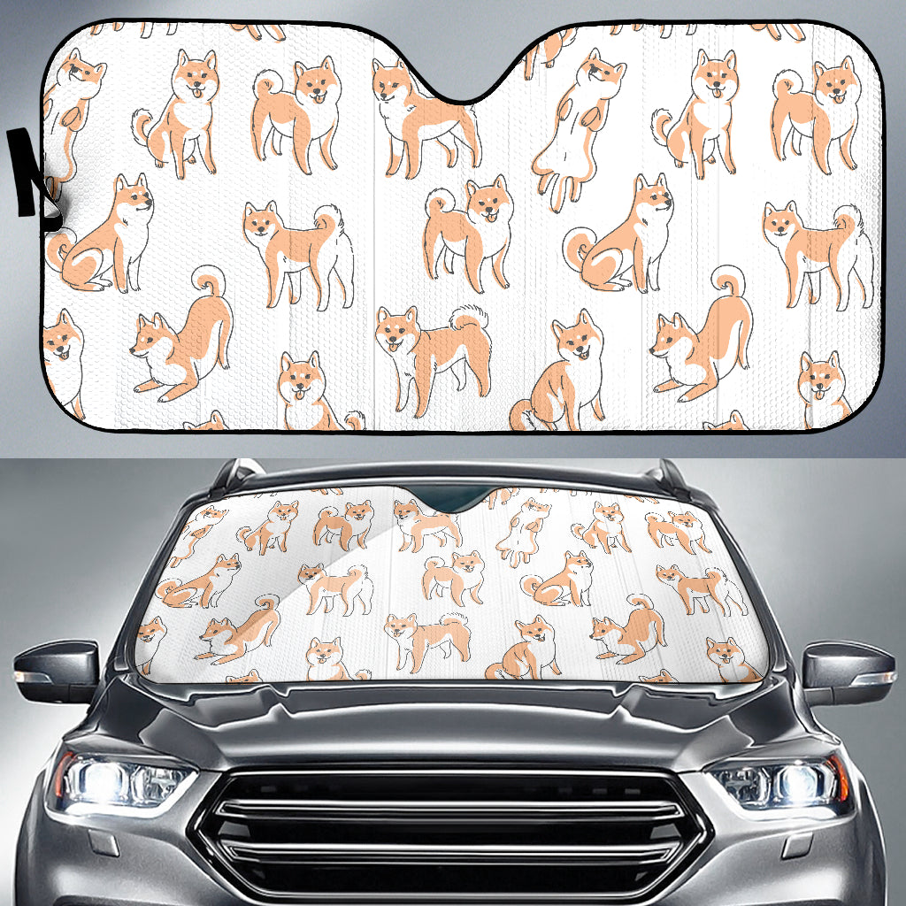Shiba Inu Dog Pattern Car Sun Shade