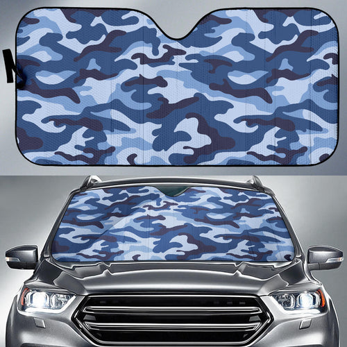 Blue Camo Camouflage Pattern Car Sun Shade